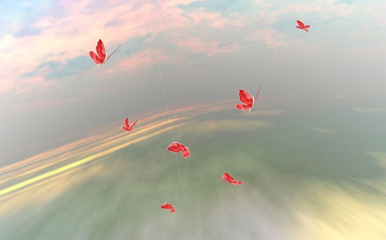 酷讯的3D蝴蝶天空飞舞特效								
